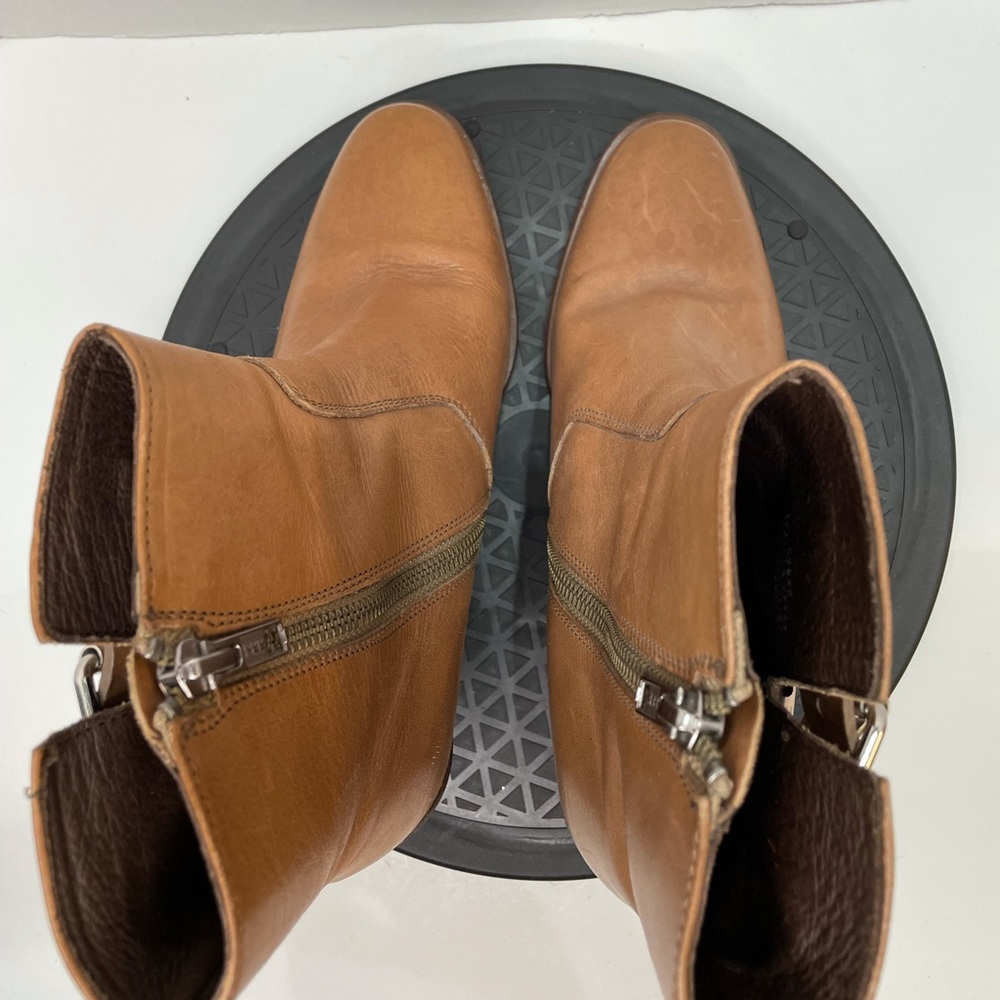 J Crew Dean Tan Leather Buckle Ankle Boots - Picture 6 of 11